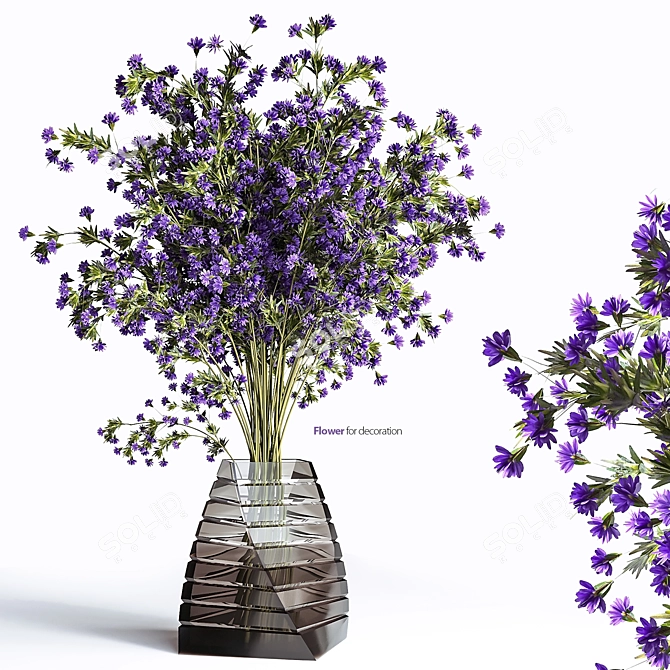  Maine Blue Limonium Flowers Bouquet 3D model image 1