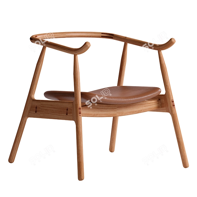 Elegant Freijó Wood Armchair 3D model image 1