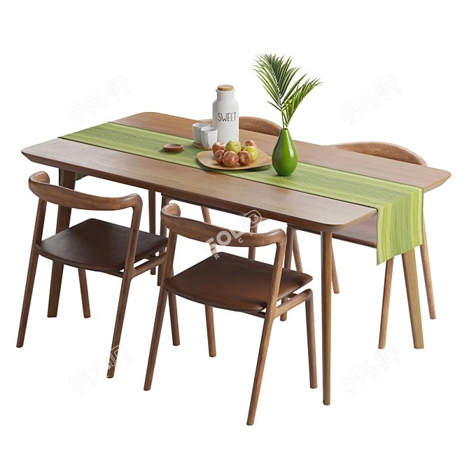 Solid Wood Otto Dining Set 3D model image 1