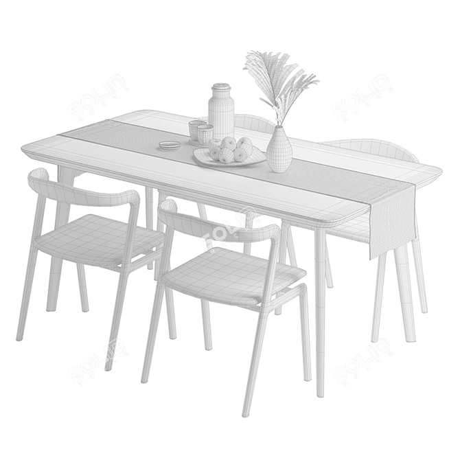 Solid Wood Otto Dining Set 3D model image 5