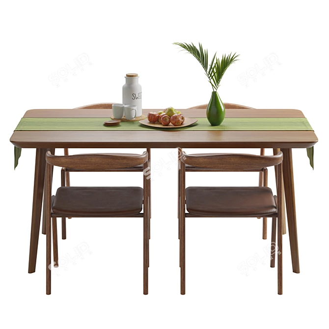 Solid Wood Otto Dining Set 3D model image 6