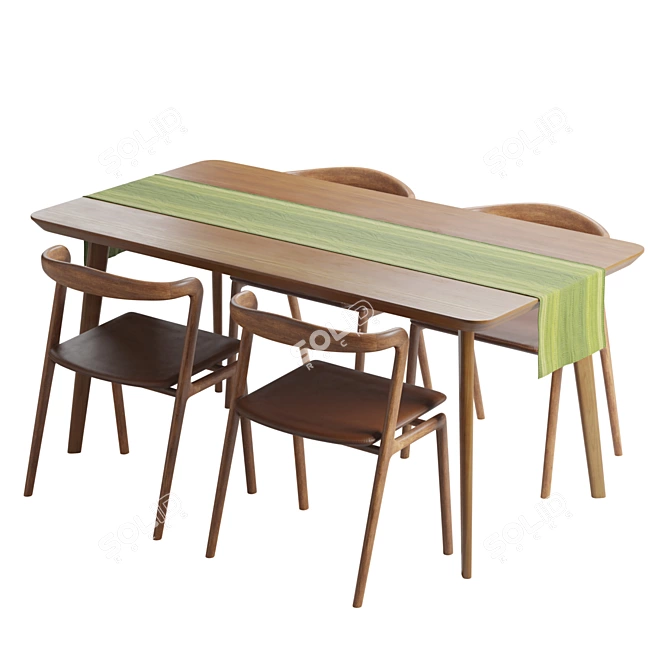 Solid Wood Otto Dining Set 3D model image 7