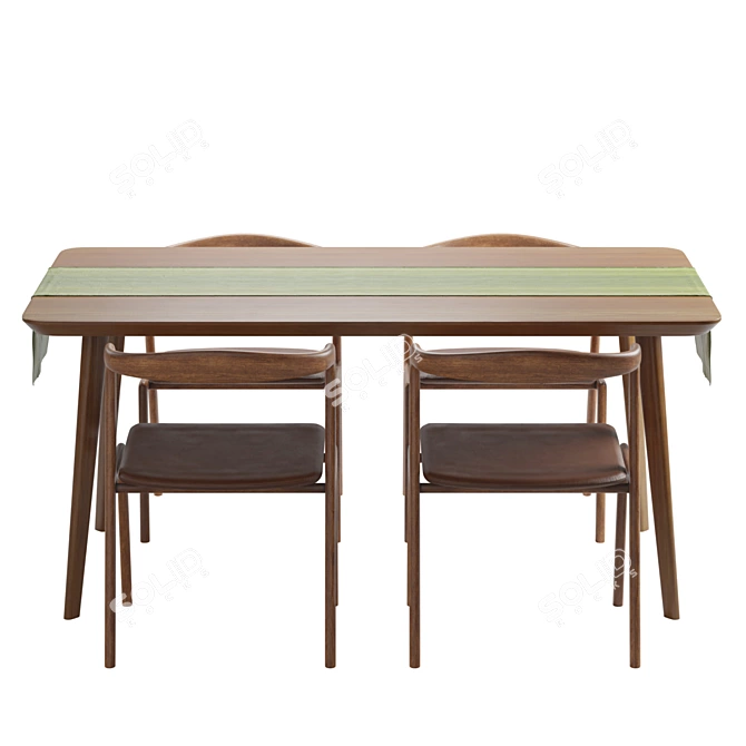 Solid Wood Otto Dining Set 3D model image 9