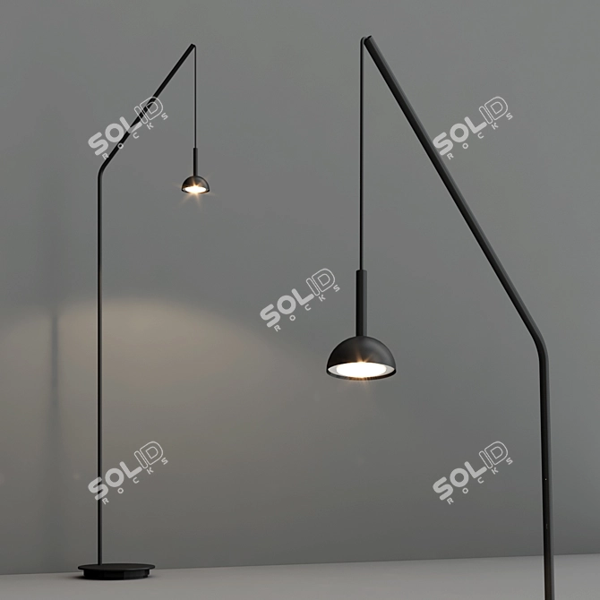 Sleek LED Reading Floor Lamp 3D model image 3