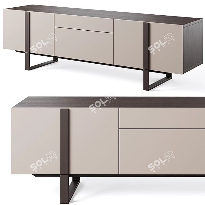 Elegant Grey TV Stand, Spacious 3D model image 1