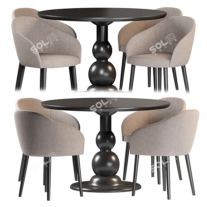 Lux Deco Mango Wood Dining Set 3D model image 1