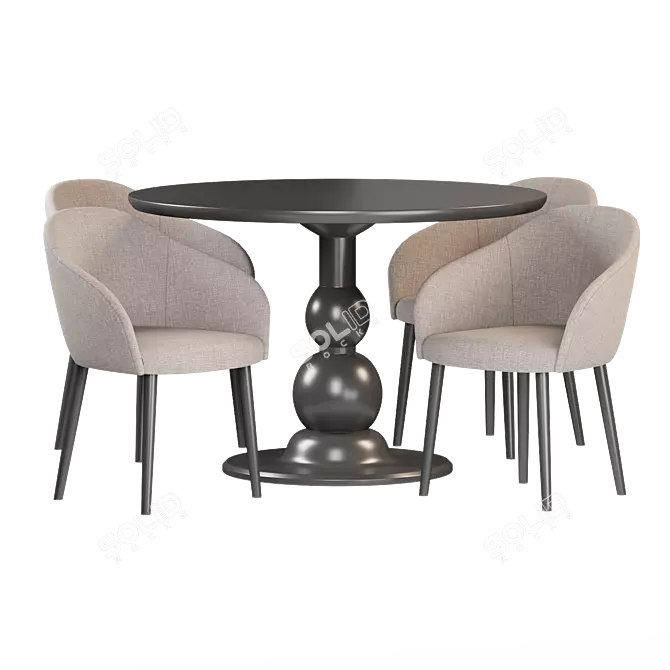 Lux Deco Mango Wood Dining Set 3D model image 2