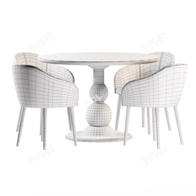 Lux Deco Mango Wood Dining Set 3D model image 3