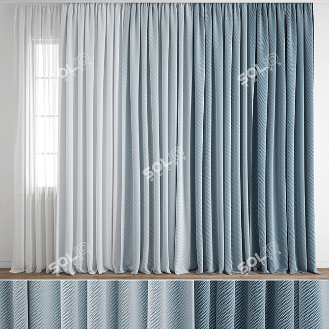 Premium 3D Curtain Model Set 3D model image 1