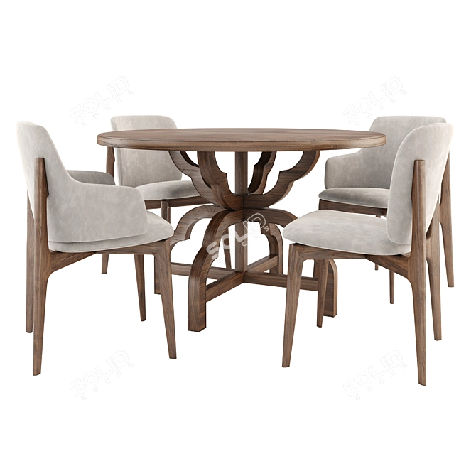 Modern Fusion Dining Set 3D model image 1