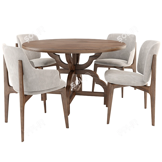 Modern Fusion Dining Set 3D model image 2