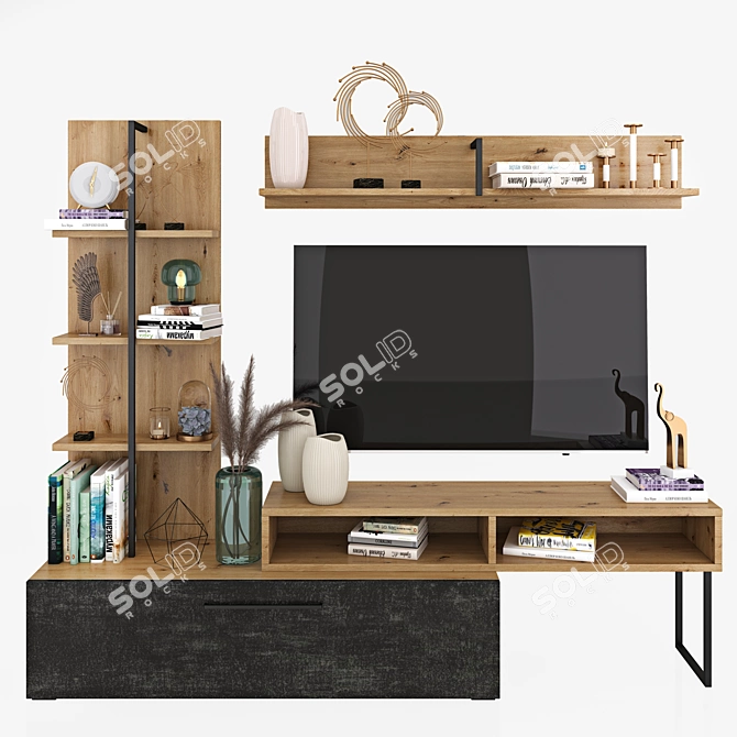 Modern Living Room Evora Wall Unit 3D model image 1