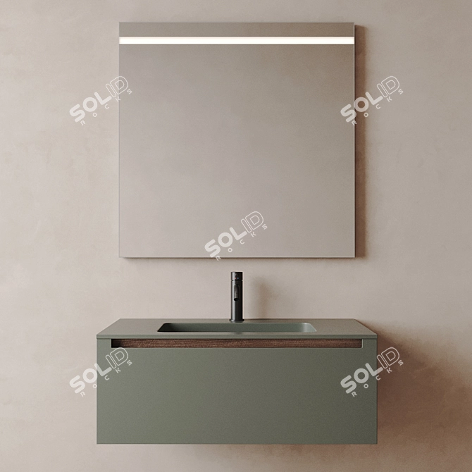 Modern Bathroom Vanity Set with Mirror 3D model image 2