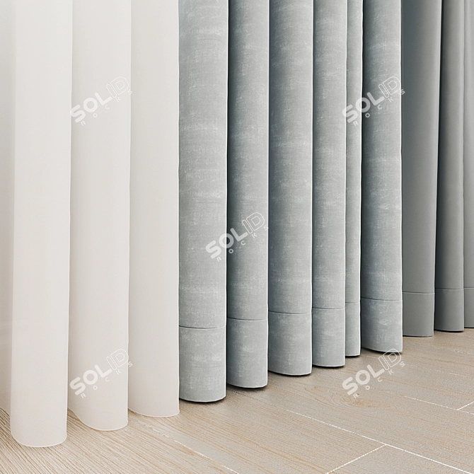 Velvet Satin Curtains Set 3D model image 2