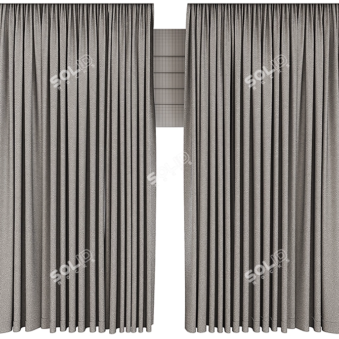 Velvet Satin Curtains Set 3D model image 5