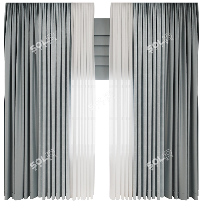 Velvet Satin Curtains Set 3D model image 6