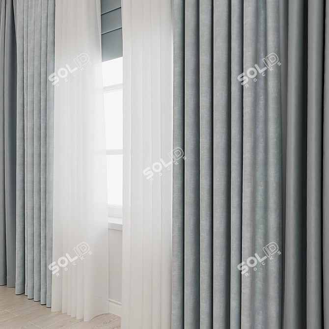 Velvet Satin Curtains Set 3D model image 11