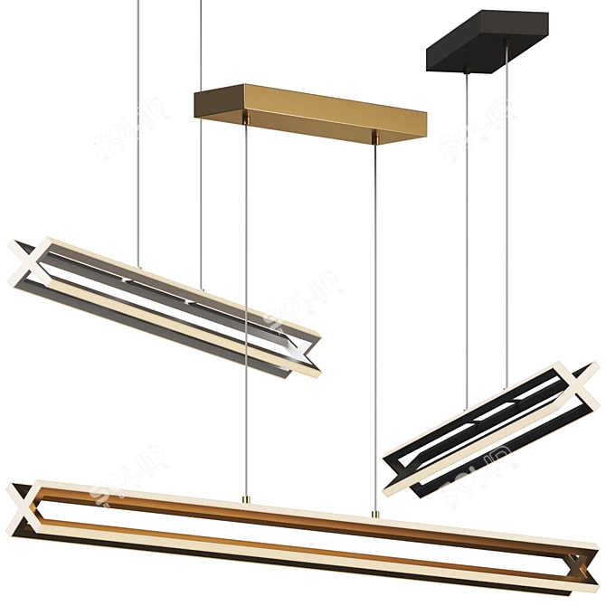 Modern LED Linear Suspension Light 3D model image 1