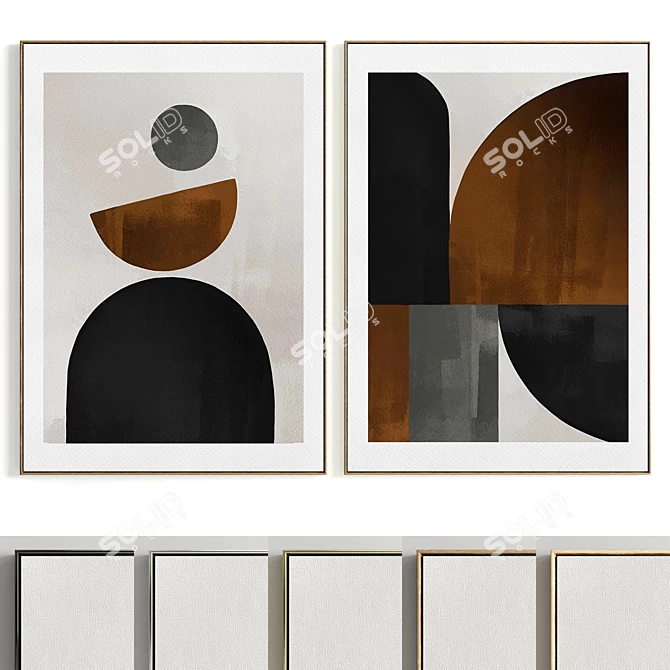 Dual Plaster Frame Set, 2 Artworks 3D model image 1