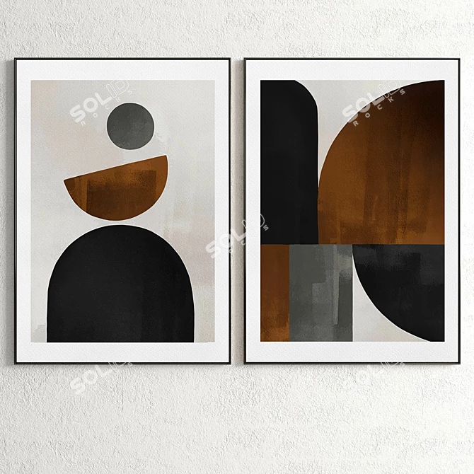 Dual Plaster Frame Set, 2 Artworks 3D model image 2