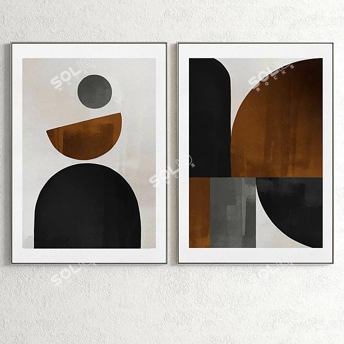 Dual Plaster Frame Set, 2 Artworks 3D model image 3