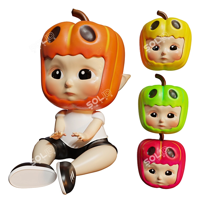 Pumpkin Mask Baby Figure 3D model image 1