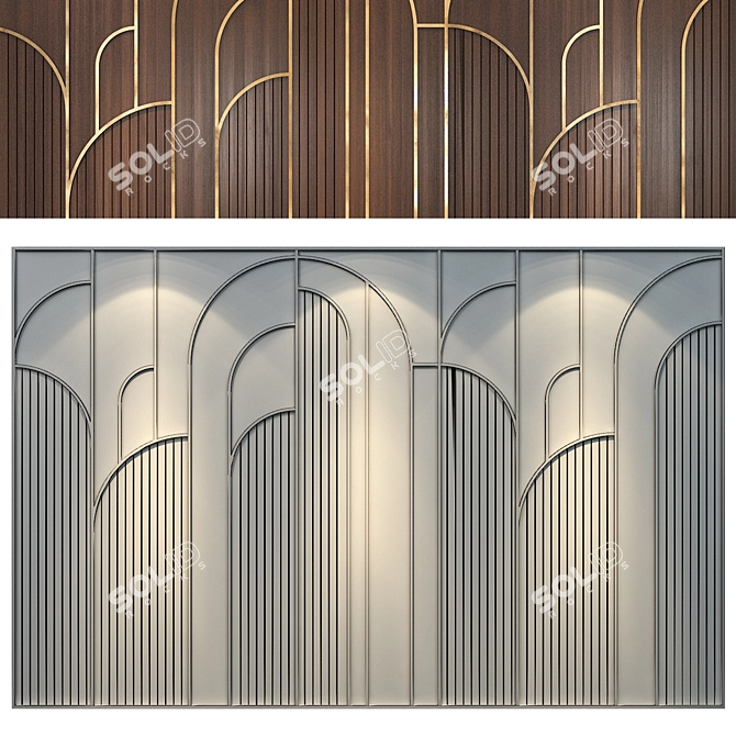 Modern Wood Melamine Wall Panels 3D model image 2