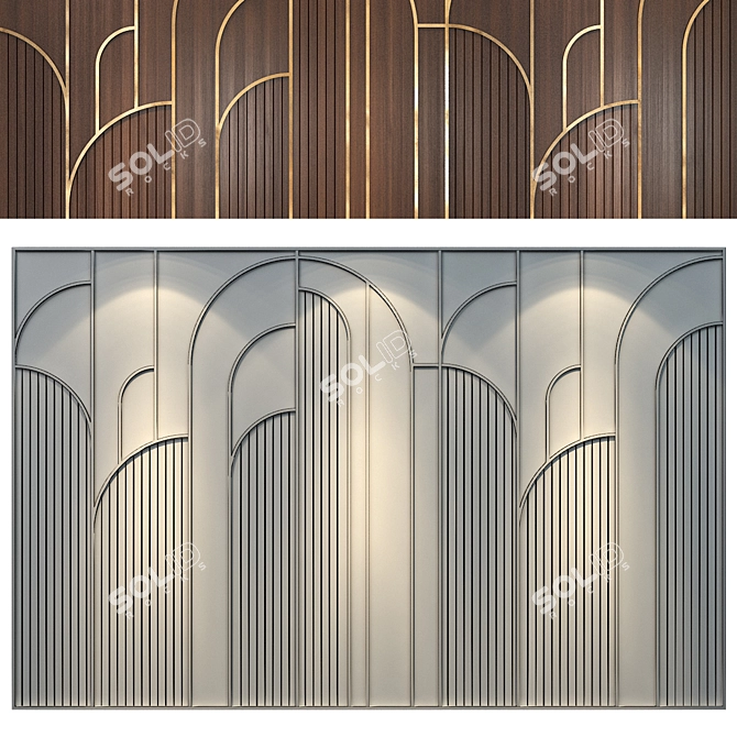 Modern Wood Melamine Wall Panels 3D model image 4