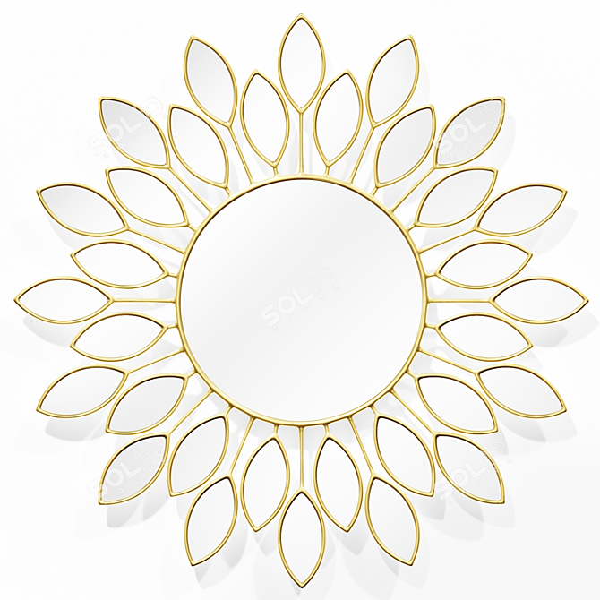 Golden Reflective Flower Mirror 3D model image 1