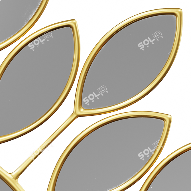 Golden Reflective Flower Mirror 3D model image 2