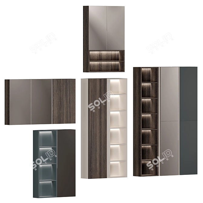 Modern Wall Mounted Mirror Cabinets 3D model image 2