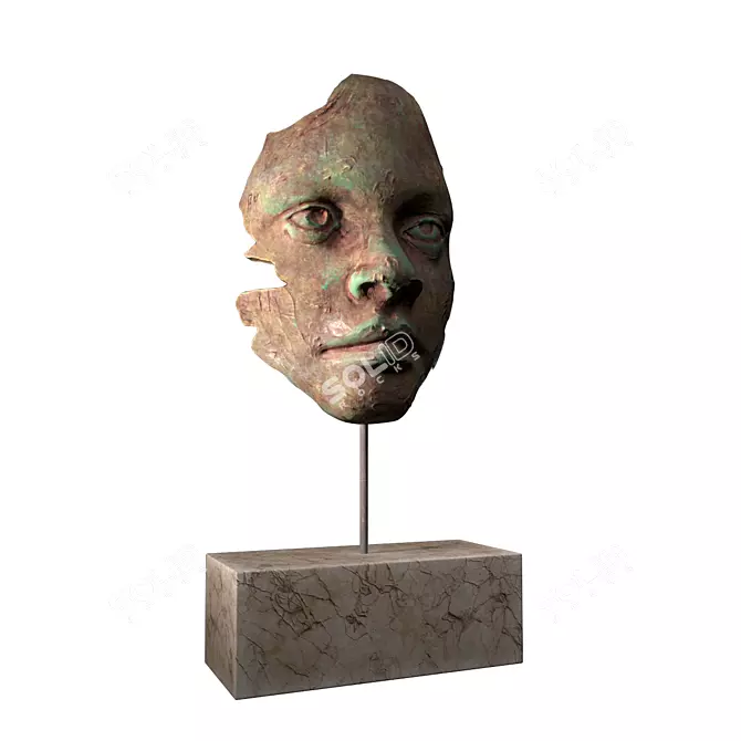 Woman's Face Abstract Sculpture 3D model image 2