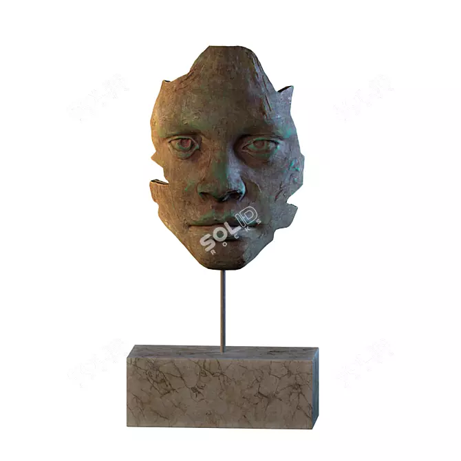 Woman's Face Abstract Sculpture 3D model image 4