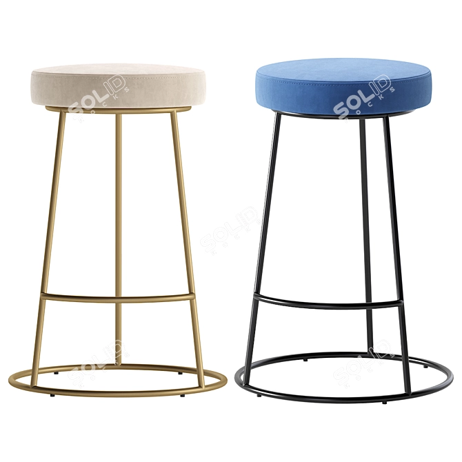 Modern Bar Stool - 4 Colors 3D model image 7