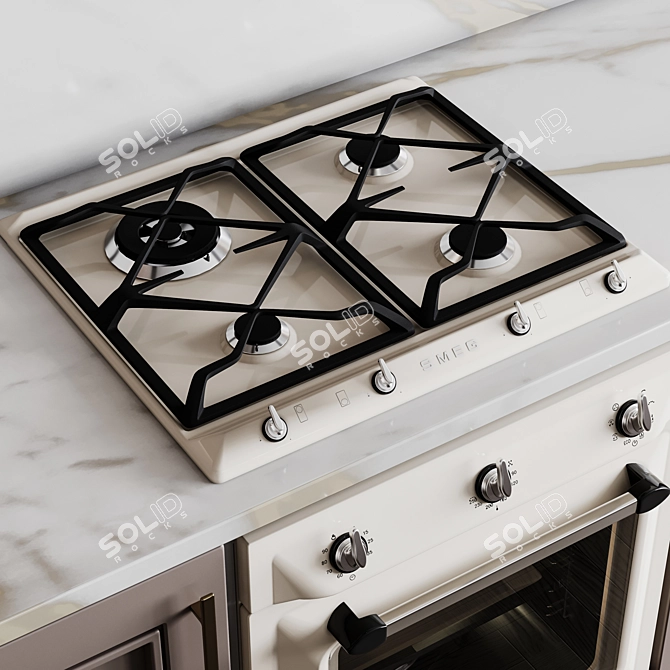 Customizable Neoclassic Kitchen Set 3D model image 6