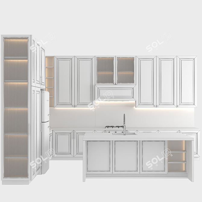 Customizable Neoclassic Kitchen Set 3D model image 7