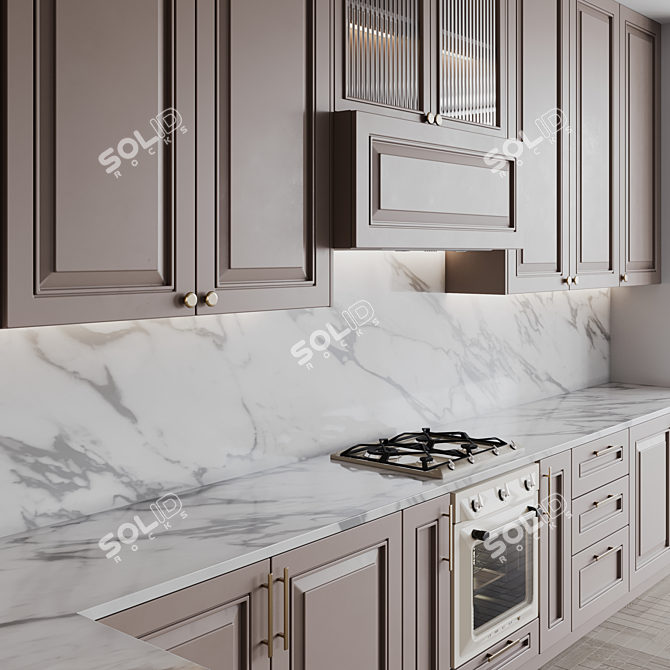 Customizable Neoclassic Kitchen Set 3D model image 12