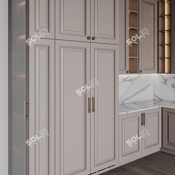 Customizable Neoclassic Kitchen Set 3D model image 13