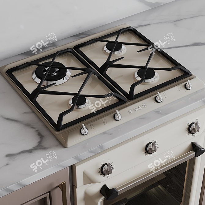 Customizable Neoclassic Kitchen Set 3D model image 15