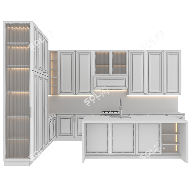 Customizable Neoclassic Kitchen Set 3D model image 16