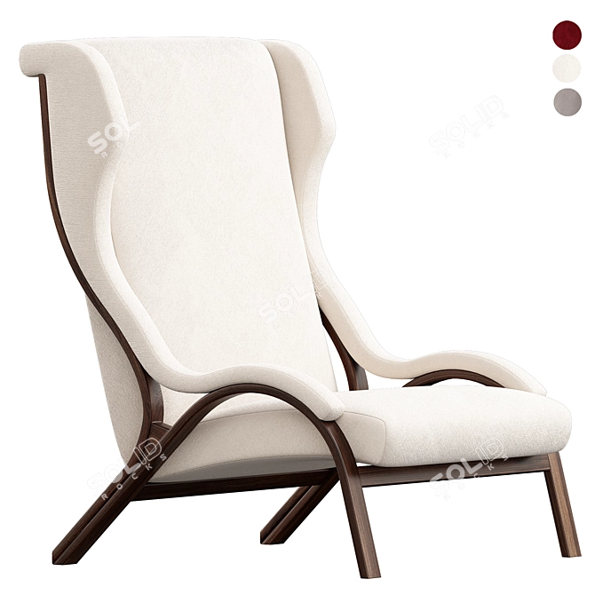 Italian Cavour Armchair Petrol Fabric 3D model image 4