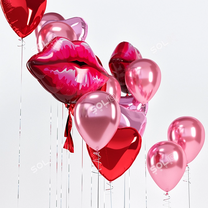 Colorful Balloon Set for 3D 3D model image 8