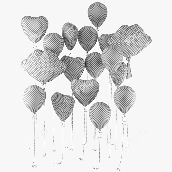 Colorful Balloon Set for 3D 3D model image 1