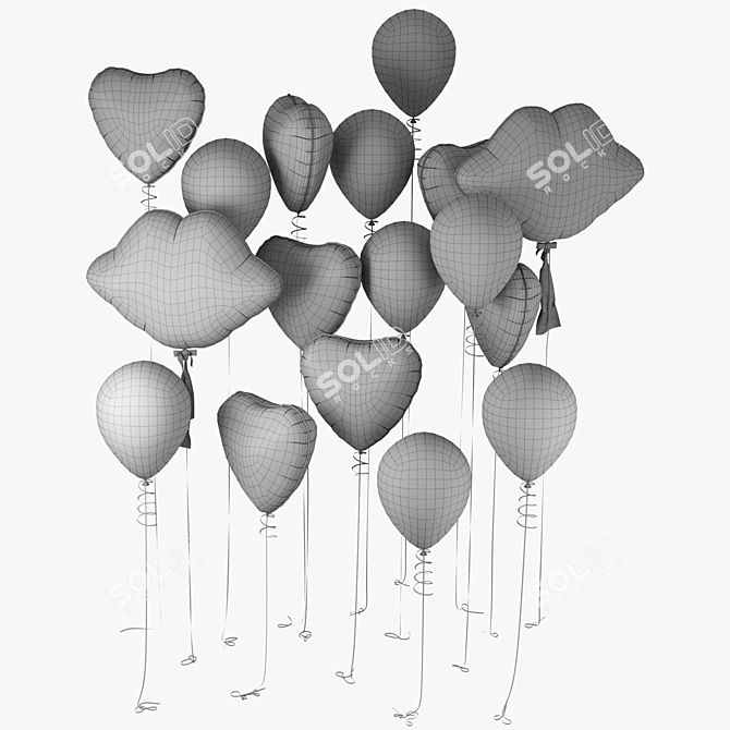 Colorful Balloon Set for 3D 3D model image 2