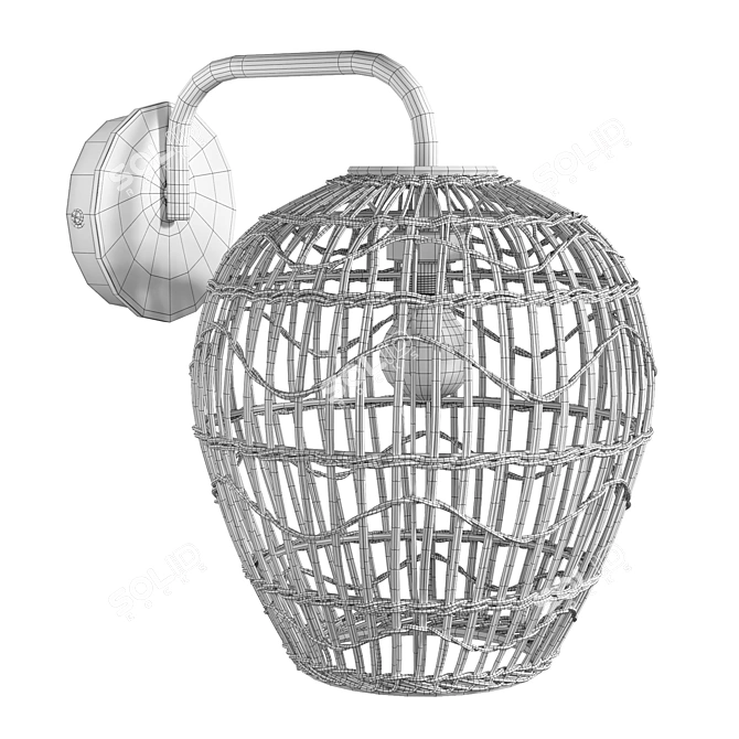 Rattan and Metal Martaban Lamp 3D model image 2