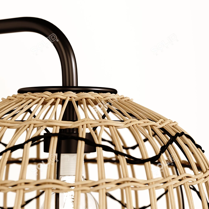 Rattan and Metal Martaban Lamp 3D model image 4