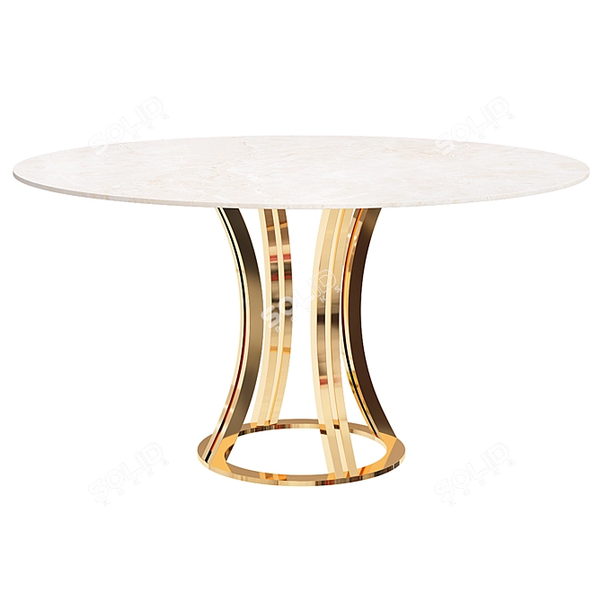 Luxury Gold Marble Round Dining Table 3D model image 1