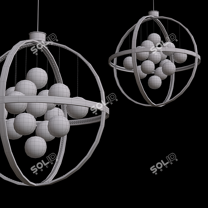 Modern LED Chandelier 3D Model 3D model image 2