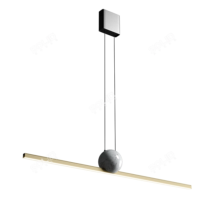 Modern Linear Metal Pendant Lamp 3D model image 2