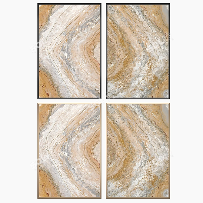 Wall Art Set with Frame Options 3D model image 2